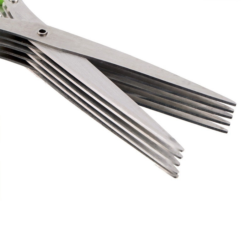 Multifunctional Stainless Steel Green Onion & Herb Scissors – 5-Layer Kitchen Cutter