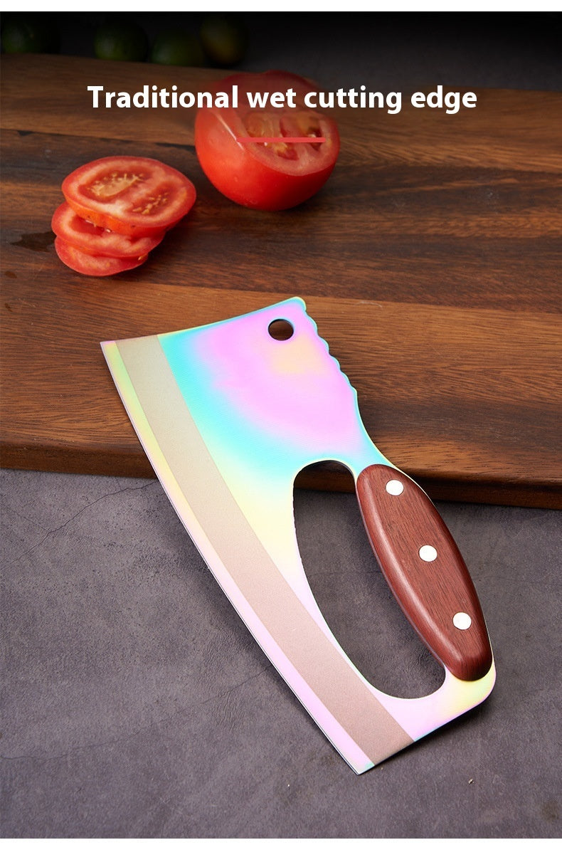 Unique Mid-Handle Kitchen Knife – Retro Wood Grain Design | Precision Cutting Tool