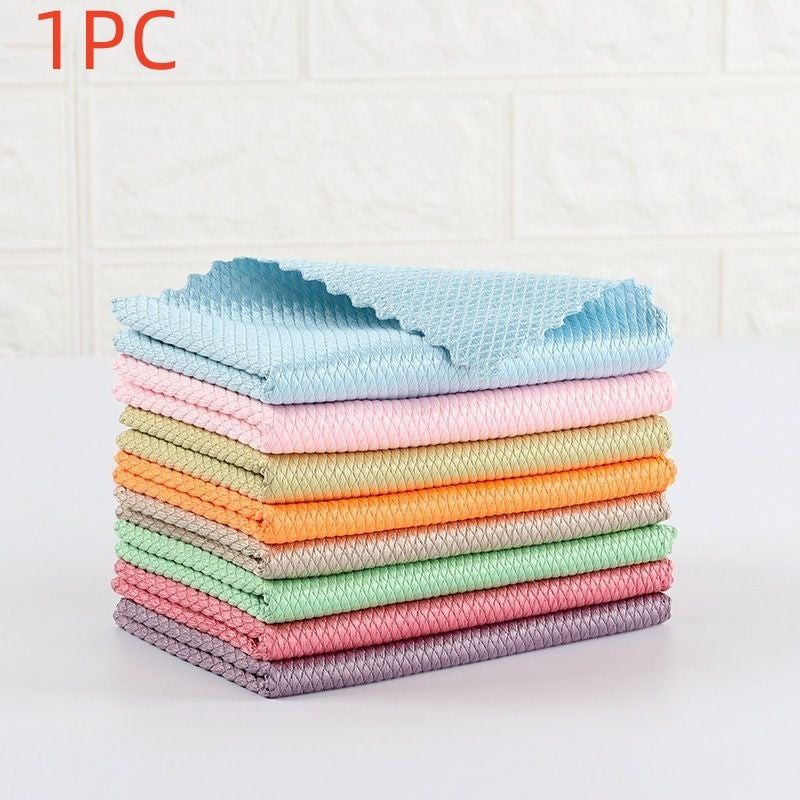 Fish Scale Rag – Ultra-Absorbent Seamless Glass & Kitchen Cleaning Towel