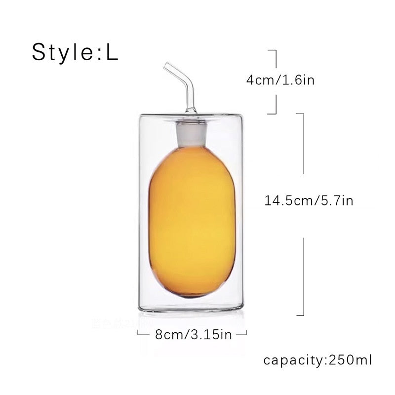 Ultra-Light Double-Layer Glass Oil Dispenser – Modern Colored Spice Jar (150ml & 250ml)