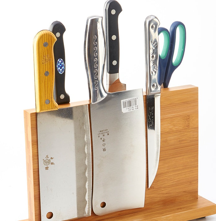 Magnetic Knife Holder – Large-Capacity Bamboo Knife Storage for Kitchen