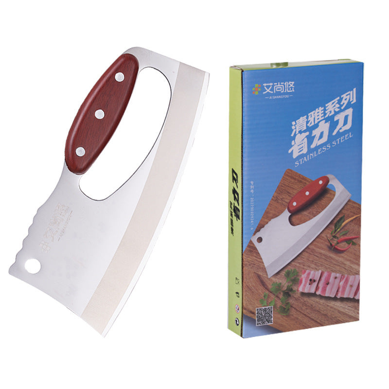 Unique Mid-Handle Kitchen Knife – Retro Wood Grain Design | Precision Cutting Tool