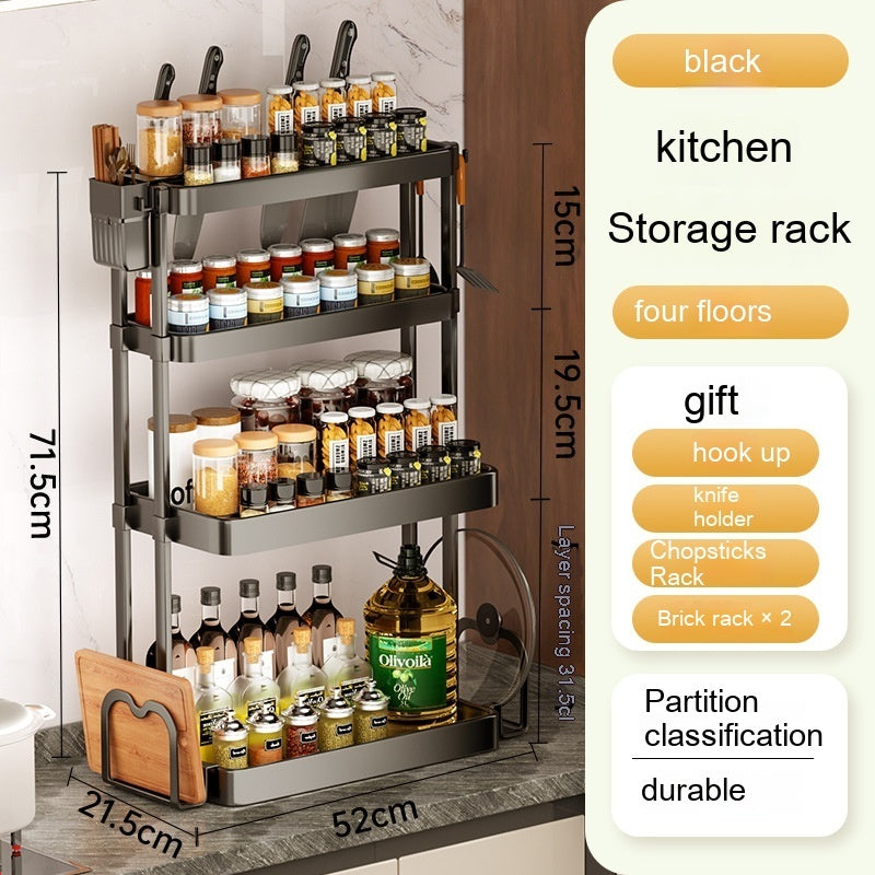 Multi-Layer Kitchen Storage Rack – Punch-Free Seasoning & Utensil Organizer