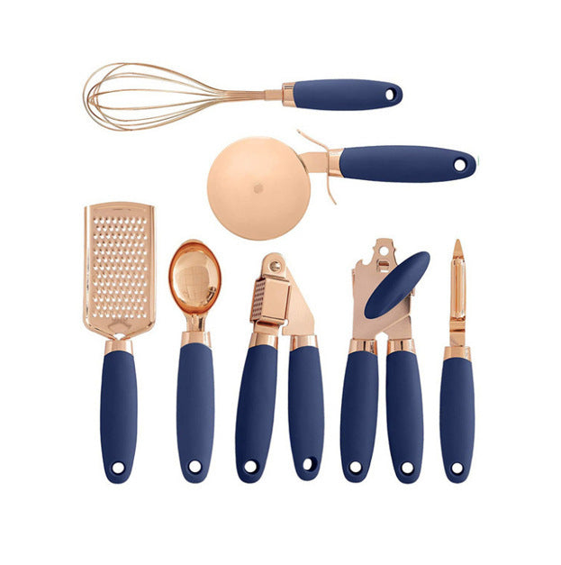 Premium Rose Gold Stainless Steel Kitchen Tool Set – 7-Piece Elegant Cooking Utensil Set