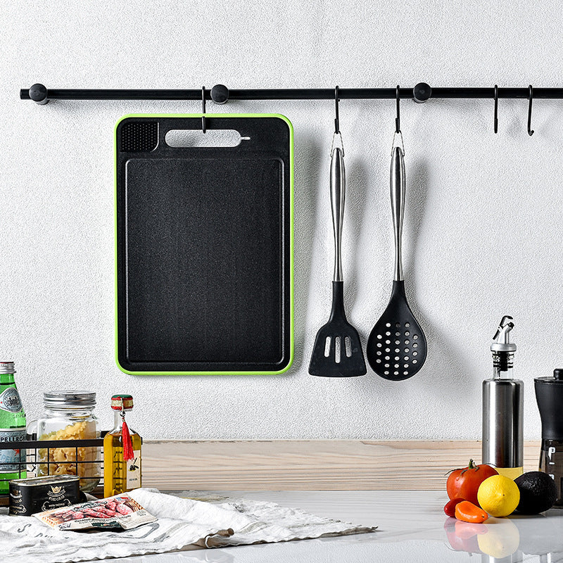 Double-Sided Cutting Board with Defrosting & Knife Sharpener – Multi-Function Kitchen Chopping Board with Grinding Surface