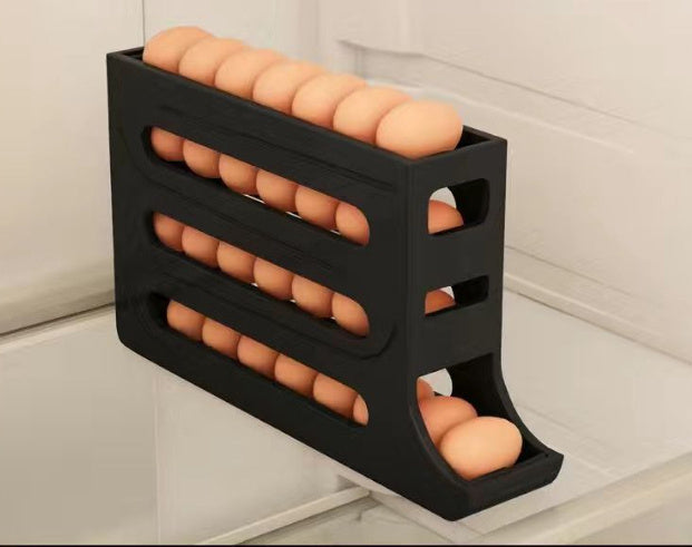 4-Layer Automatic Egg Roller Tray – Large-Capacity Sliding Egg Holder for Refrigerators