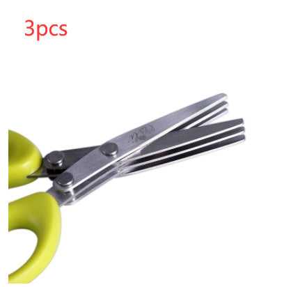 Multifunctional Stainless Steel Green Onion & Herb Scissors – 5-Layer Kitchen Cutter