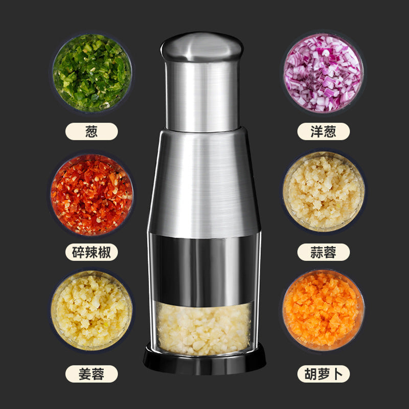 Manual Garlic Crusher & Onion Chopper – Stainless Steel Pressing Cutter for Vegetables & Herbs