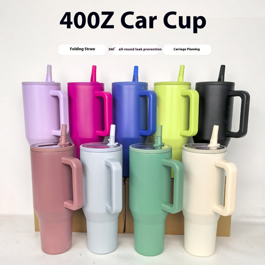 Car Portable Leak-proof Silicone Folding Cup With Straw