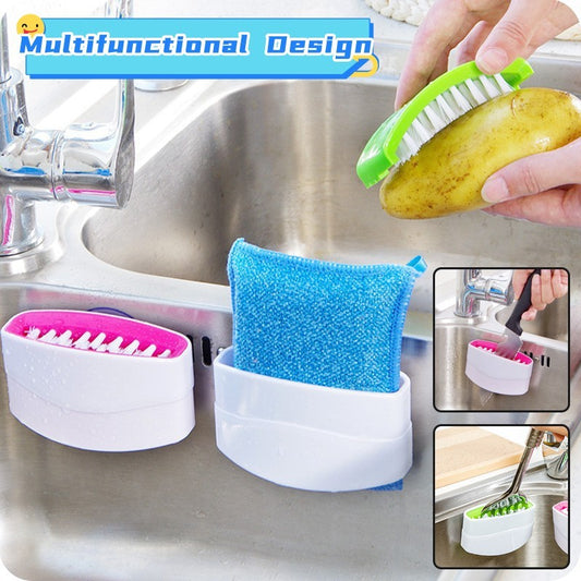 Kitchen Utensil Cleaning Brush with Suction Cup – Knife, Fork & Chopstick Holder